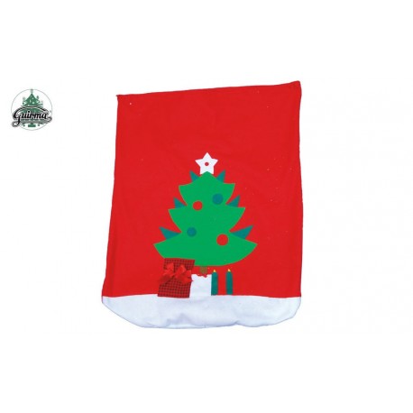 SACCO GIGANTE PORTA REGALI BABBO NATALE 70X110CM.IN TESSUTO ROSSO CON APPLICAZIONI E BORDURA BIANCA