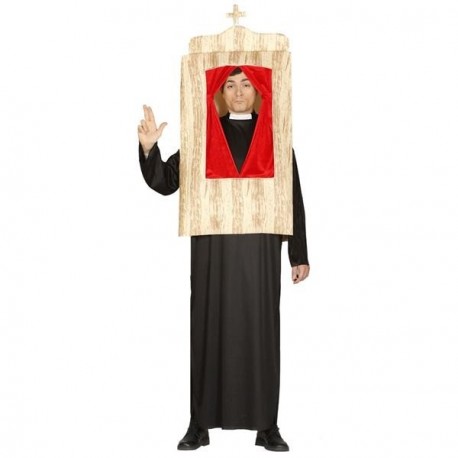 COSTUME PER FESTE DI CARNEVALE HALLOWEEN E PARTY.CONFESSIONARIO COMPLETO DI 2 PEZZI TAGLIA UNICA ADULTO COD.84421