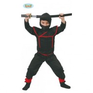 COSTUME CARNEVALE NINJA SHINOBY 4/6 ANNI VESTITO COMPLETO TUTA CON CAPUCCIO E CINTURONE IN POLIESTERE COD.81886 GUIRCA