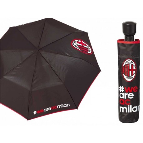 OMBRELLO AUTOMATICO AC MILAN ORIGINAL STRUTTURA METALLO RINFORZATA TESS. POL..IMPUGNAT.S/NICKEL TOTAL QUALITY PERLETTI