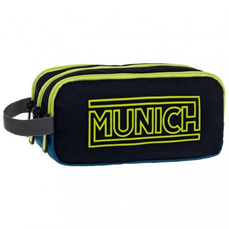 BEAUTY NECESSER PORTATUTTO 3 ZIP MULTICOLOR MUNICH ORIGINAL BRAND 22X10X9CM.100% POLIESTERE