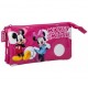 BUSTINA SCUOLA NECESSER 3 SCOMPARTI MINNIE E MICKEY LUNARES DISNEY ORIGINAL FUCSIA LUCIDO 22X12X5CM.PVC.POLIESTERE