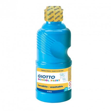 FLACONE TEMPERA PRONTA GIOTTO LAVABILE 250ML.CYAN BLU PRIMARIO SCHOOL PAINT QUALITA" FILA ITALY