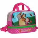 CESTINO ASILO CON TRACOLLA MASHA E ORSO ORIGINAL 25X19X15CM.2 ZIP POLIESTER/PVC TOP QUALITY