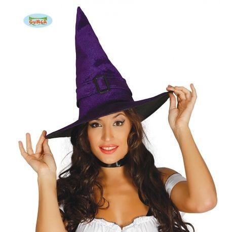 CAPPELLO STREGA VIOLA CON APPLICAZIONE PER FESTE E TRAVESTIMENTI HALLOWEEN/CARNEVALE E PARTY A TEMA 100%POLIESTER