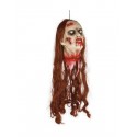 TESTA MOZZATA INSANGUINATA ZOMBIE 60CM.CON CAPELLI ROSSI ARTICOLI DECORATIVI X SCHERZI E FESTE DI HALLOWEEN E CARNEVALE