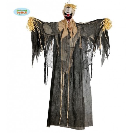 SPAVENTA PASSERI CLOWN PAGLIACCIO HORROR CON STRACCI 180CM.ARTICOLI DECORATIVE PER FESTE DI HALLOWEEN E PARTY A TEMA