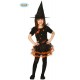 COSTUME STREGA BABY 7/9 ANNI COMPLETO VESTITO E CAPPELLO PER FESTE DI HALLOWEEN/CARNEVALE E PARTY VARI 100% POLIESTER