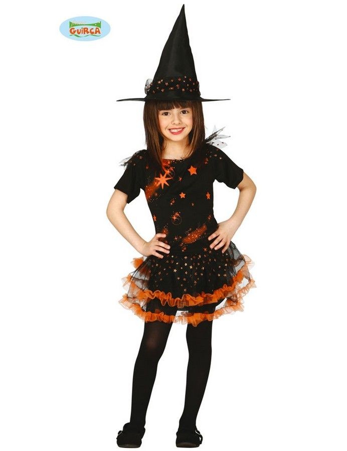 COSTUME STREGA BABY 7/9 ANNI COMPLETO VESTITO E CAPPELLO PER FESTE DI  HALLOWEEN/CARNEVALE E PARTY VARI 100% POLIESTER - Parole e Pensieri