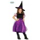 COSTUME STREGA BABY 5/6 ANNI COMPLETO VESTITO E CAPPELLO PER FESTE E TRAVESTIMENTI HALLOWEEN/CARNEVALE E PARTY A TEMA