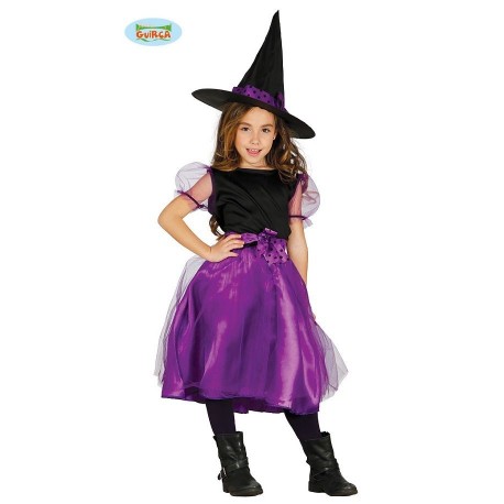 COSTUME STREGA BABY 5/6 ANNI COMPLETO VESTITO E CAPPELLO PER FESTE E TRAVESTIMENTI HALLOWEEN/CARNEVALE E PARTY A TEMA