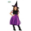 COSTUME STREGA BABY 5/6 ANNI COMPLETO VESTITO E CAPPELLO PER FESTE E TRAVESTIMENTI HALLOWEEN/CARNEVALE E PARTY A TEMA