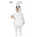 COSTUME GHOST BABY 6/12 MESI FANTASMINO BIANCO TUNICA E CAPUCCIO PER FESTE DI HALLOWEEN E PARTY VARI 100% POLIESTER