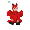 COSTUME DIAVOLETTO BABY 6/12 MESI COMPLETO TUTA INTERA/CODA/CAPUCCIO/ALI/ ROSSO X FESTE DI HALLOWEEN/CARNEVALE E PARTY