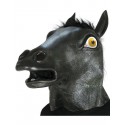 MASCHERA COMPLETA COPRICAPO CON PELO. CAVALLO NERO IN GOMMA PER FESTE E TRAVESTIMENTI DI CARNEVALE E PARTY A TEMA