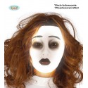 MASCHERA BIANCA IN PLASTICA SEMITRASPARENTE FLUORESCENTE DONNA X FESTE DI HALLOWEEN/CARNEVALE E PARTY A TEMA