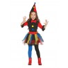 COSTUME PAGLIACCIO ASSASSINO BAMBINA 10/12 ANNI X FESTE E TRAVESTIMENTI HALLOWEEN/CARNEVALE. COLLETTO/CAPPELLO/VESTITO