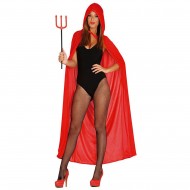 MANTELLO ROSSO CON CAPUCCIO PER TRAVESTIMENTI DI HALLOWEEN/CARNEVALE E PARTY. DIAVOLA/CAPUCC.ROSSO 130CM.100%POLIEST.