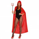 MANTELLO ROSSO CON CAPUCCIO PER TRAVESTIMENTI DI HALLOWEEN/CARNEVALE E PARTY. DIAVOLA/CAPUCC.ROSSO 130CM.100%POLIEST.