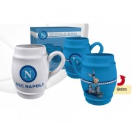 BOCCALE BIRRA IN CERAMICA SSC NAPOLI ORIGINAL 13,5X13,5X10CM.CON MANICO COLORE BIANCO/AZZURRO PRODOTTO UFFICIALE