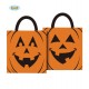 BORSA SHOPPER 38X35CM.ARANCIONE CON STAMPA ZUCCHA DI HALLOWEEN IN PLASTICA CON MANICI NERI IN POLIESTER.