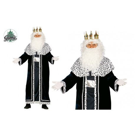 COSTUME VESTITO RE MAGIO ADULTO NATALE/CARNEVALETAGLIA UNICA TUNICA BLU BORDATO ARGENTO E MANTELLO A POIS