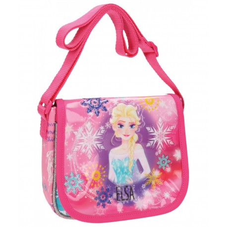 TRACOLLINA CON PATTINA ELSA FROZEN DISNEY ORIGINAL ROSA 17X15X4CM. CHIUSURA CON BOTTONE CLIP 70%MICROFIBRA 30%PVC