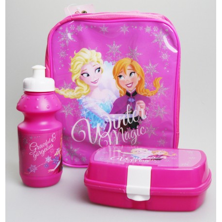 SET MERENDINA FROZEN DISNEY ORIGINALE 3 PEZZI PORTAMERENDA/BORRACCIA/CESTINO TERMICO IDEALE PER ASILO/SCUOLA E VIAGGI