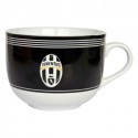 TAZZA COLAZIONE FC JUVENTUS ORIGINALE PORCELLANA ALTA QUALITA" TOGNANA BIANCA NERA CON LOGO UFFICIALE11X11X7CM + MANICO