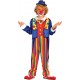 VESTITO CARNEVALE CLOWN PAGLIACCIO 7/9 ANNI COSTUME COMPLETO DI 3 PEZZI TUNICA INTERA CON PAPILLON/GIACCA/NASO POLIESTER