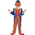 VESTITO CARNEVALE CLOWN PAGLIACCIO 7/9 ANNI COSTUME COMPLETO DI 3 PEZZI TUNICA INTERA CON PAPILLON/GIACCA/NASO POLIESTER