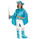 COSTUME CARNEVALE PRINCIPE AZZURRO 5/6 ANNI VESTITO COMPLETO CAPPELLO/TUNICA/MANTELLO/CINTURONE/COPRISTIVALI POLIESTER