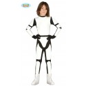 COSTUME CARNEVALE SOLDATO DI CAVALLERIA STORTROOPER STAR WARS 7/9 ANNI MASCHERA+ VESTITO TUTA SPANDEX NERO/BIANCO LUCIDO