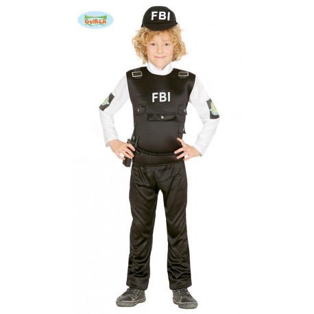 COSTUME F.B.I.BABY 5/6 ANNI VESTITO PER FESTE TRAVESTIMENTI DI CARNEVALE COMPLETO DI CAPPELLO/CAMICIA GILET/PANTALONE