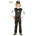 COSTUME F.B.I.BABY 5/6 ANNI VESTITO PER FESTE TRAVESTIMENTI DI CARNEVALE COMPLETO DI CAPPELLO/CAMICIA GILET/PANTALONE