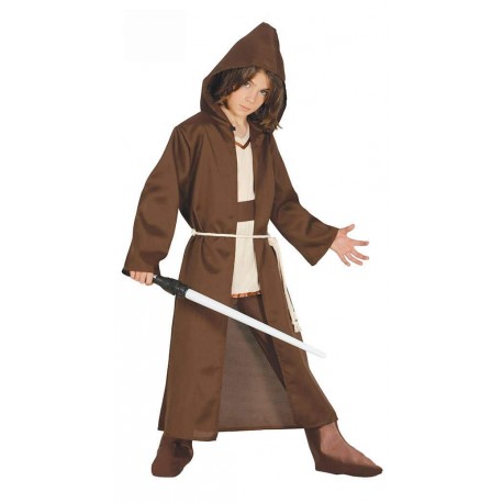 COSTUME CARNEVALE MAESTRO STARWARS 5/6 ANNI VESTITO SOLO TUNICA CON CAPUCCIO/CINTURA/E SPADA SONORA LUMINOSA 68CM