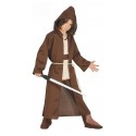 COSTUME CARNEVALE MAESTRO STARWARS 5/6 ANNI VESTITO SOLO TUNICA CON CAPUCCIO/CINTURA/E SPADA SONORA LUMINOSA 68CM