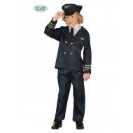 COSTUME PER TRAVESTIMENTI DI CARNEVALE PILOTA AEREO BABY 5/6 ANNI VESTITO COMPLETO DI CAPPELLO/GIACCA/PANTALONE