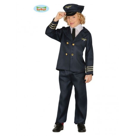 COSTUME PER TRAVESTIMENTI DI CARNEVALE PILOTA AEREO BABY 5/6 ANNI VESTITO COMPLETO DI CAPPELLO/GIACCA/PANTALONE