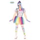 COSTUME CARNEVALE PAGLIACCIA CLOWN DONNA TAGLIA UNICA VESTITO IN SPANDEX COMPLETO DI CAPPELLINO COD 84598 GUIRCA