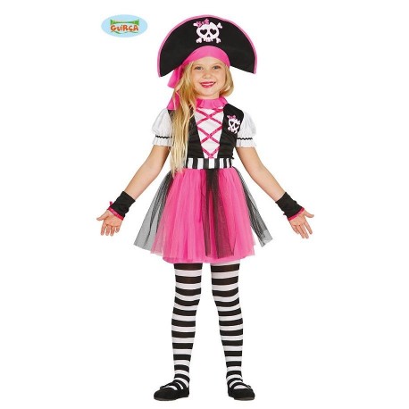 COSTUME CARNEVALE PIRATA ROSA TESCHIO BABY 3/4 ANNI COMPLETO DI VESTITO/CAPPELLO/POLSINI COD 85937 GUIRCA 8434077859377