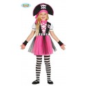 COSTUME CARNEVALE PIRATA ROSA TESCHIO BABY 3/4 ANNI COMPLETO DI VESTITO/CAPPELLO/POLSINI COD 85937 GUIRCA 8434077859377