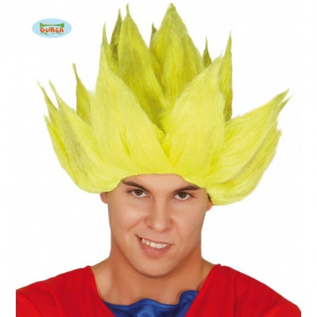 PARRUCCA GIALLO ORO DRAGON BALL SUPER SAIAN PER TRAVESTIMENTI DI CARNEVALE E PARTY VARI TOP QUALITY GUIRCA COD 4969