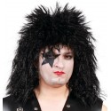 PARRUCCA NERA ELETTRIZZATA KISS CANTANTE ROCK ROLLING STONES PER TRAVESTIMENTI DI CARNEVALE/HALLOWEEN GUIRCA C.4799