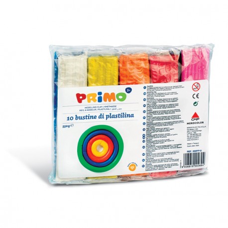 PLASTILINA 10 COLORI ASSORTITI PRIMO 55GR A PANETTO