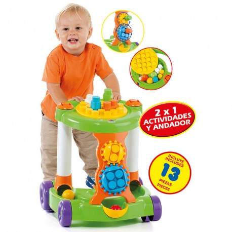 SCATOLA MOLTO BLOCCHI COSTRUZIONI + CARRELLO IMPARA A CAMMINARE 13 PEZZI INCLUSI BABY WALKER WITJH ACTIVIES COD 15458