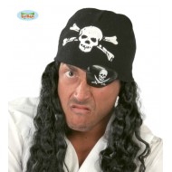 CAPPELLO MORBIDO IN ACRILICO NERO PIRATA PER FESTE E TRAVESTIMENTI DI CARNEVALE/HALLOWEEN E PARTY VARI