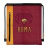 SACCA A ZAINETTO CON TASCA E SPALLACCI AS ROMA ORIGINAL 41X36CM CON LOGO E SCRITTE A RILIEVO 100%POLIES.DA PANINI ITALY