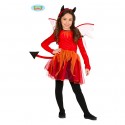 COSTUME DIAVOLETTA BABY 7/9 ANNI VESTITO COMPLETO DI DISDEMA/ALI/CODA PER TRAVESTIMENTI DI HALLOWEEN/CARNEVALE E PARTY