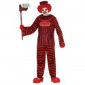 COSTUME CLOWN CARCERATO HORROR ADULTO MIS.L VESTITO COMPLETO CAPPELLO/T-SHIRT/PANTALONI PER CARNEVALE/HALLOWEEN